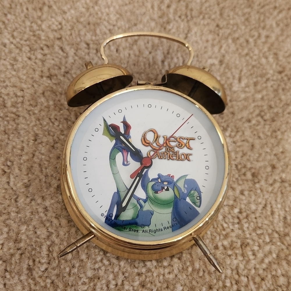 Vintage 1997 Quest For Camelot Movie Twin Bell Alarm Clock READ‎